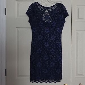 Elegant Navy Lace Mini Dress